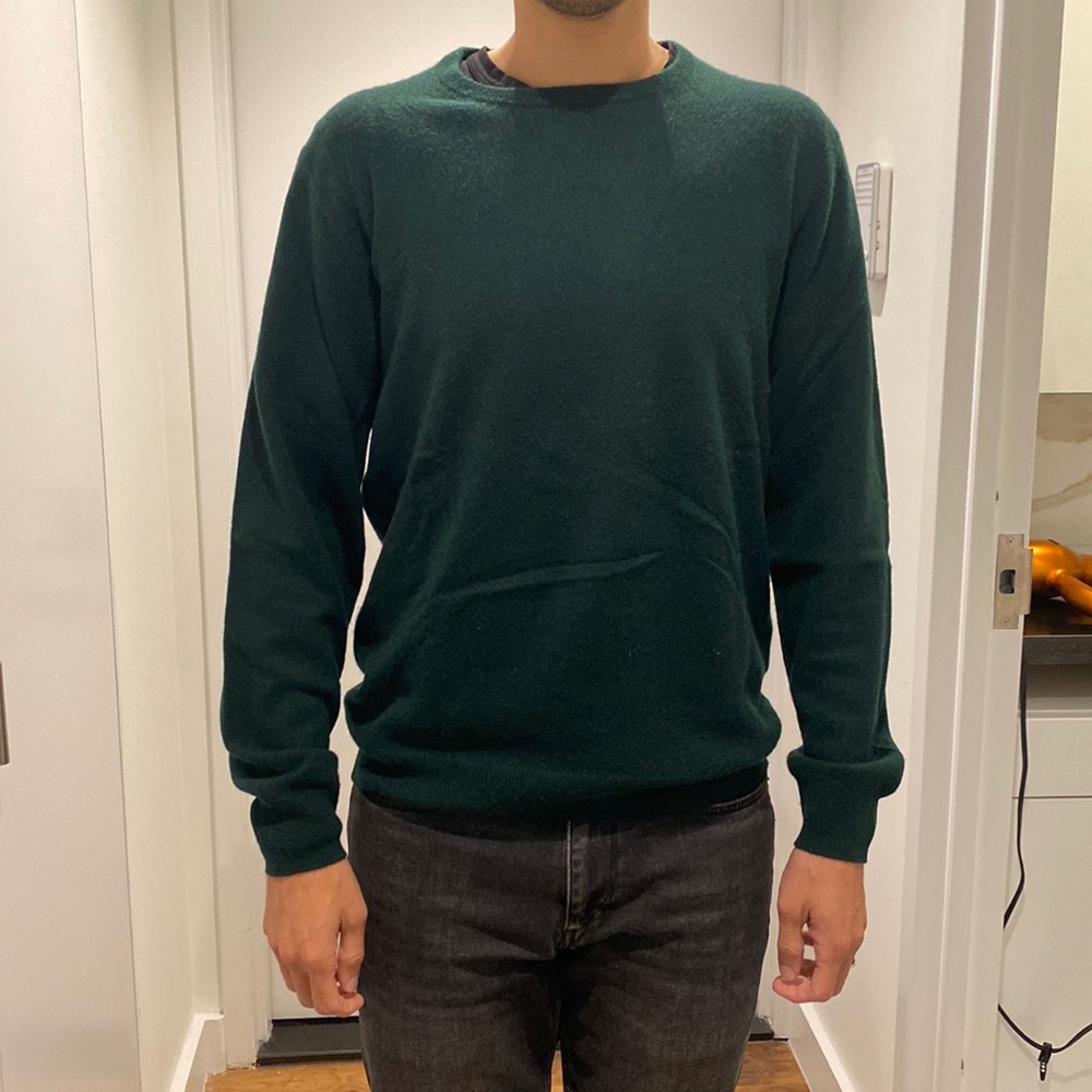 J crew mens cashmere sweater in dark green